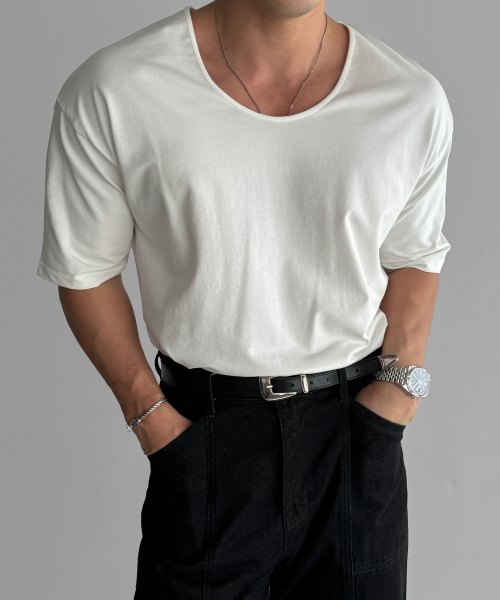 BOWLOW PRODUCT（バウロープロダクト）の「コットンUネックTシャツ[アイボリー]（Tシャツ/カットソー・メンズ・その他・MEDIUM/LARGE/X-LARGE）」の4枚目の写真