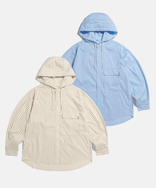 ESPIONAGE（エスピオナジ）の「Hooded Over Shirt Jacket Ivory Stripe（シャツ/ブラウス・メンズ・その他・MEDIUM/LARGE/X-LARGE）」の3枚目の写真
