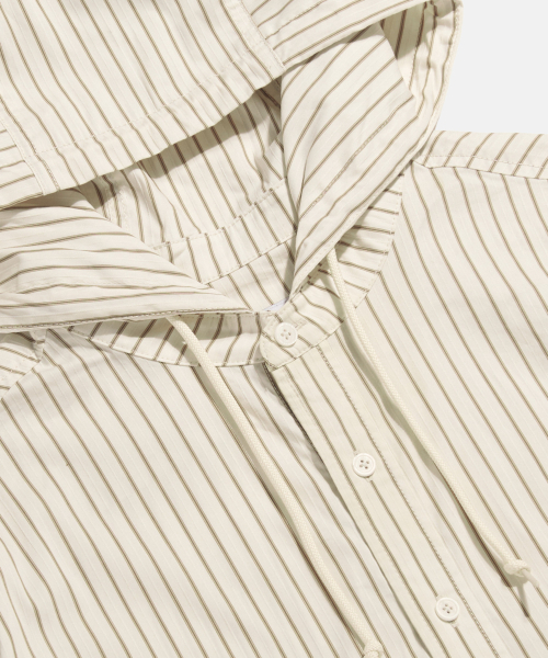 ESPIONAGE（エスピオナジ）の「Hooded Over Shirt Jacket Ivory Stripe（シャツ/ブラウス・メンズ・その他・MEDIUM/LARGE/X-LARGE）」の4枚目の写真