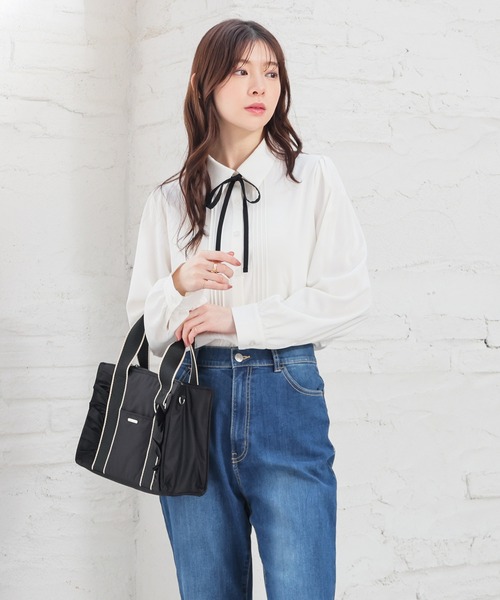 Honeys（ハニーズ）の「リボン付ブラウス（シャツ/ブラウス・レディース・ベージュ/ホワイト・L/M/SS/LL/S）」の7枚目の写真