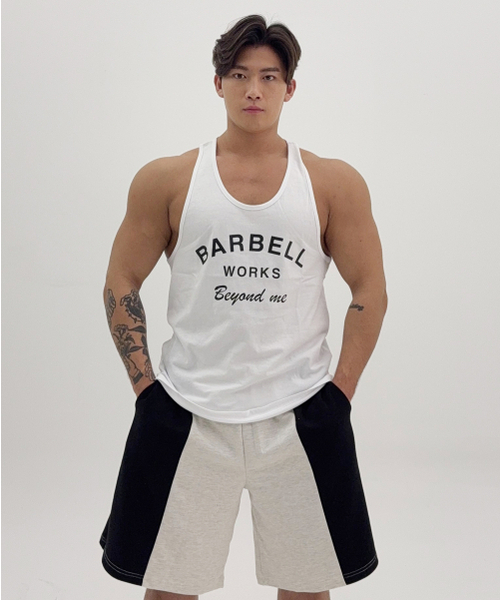 BARBELLWORKS（バーベルワークス）の「ビヨンダーチタンクトップ（Tシャツ/カットソー・メンズ・ホワイト/ブラック・X-LARGE/LARGE）」の3枚目の写真