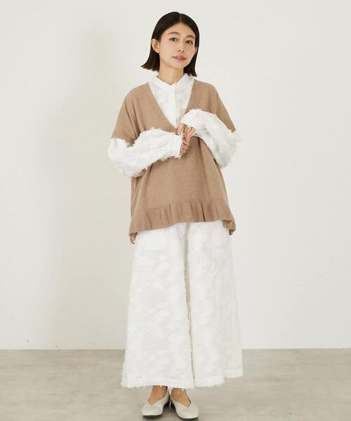 LOGEMENT DE CLAIRE(ロジュモンドクレール)の「【LOURMARIN】フリンジジャガードキュロットパンツ(その他パンツ・レディース・ブラック・2)」の2枚目の写真