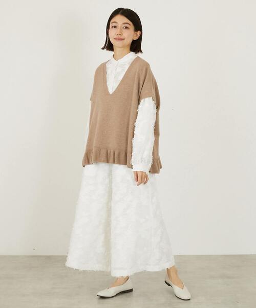 LOGEMENT DE CLAIRE(ロジュモンドクレール)の「【LOURMARIN】フリンジジャガードキュロットパンツ(その他パンツ・レディース・ブラック・2)」の3枚目の写真