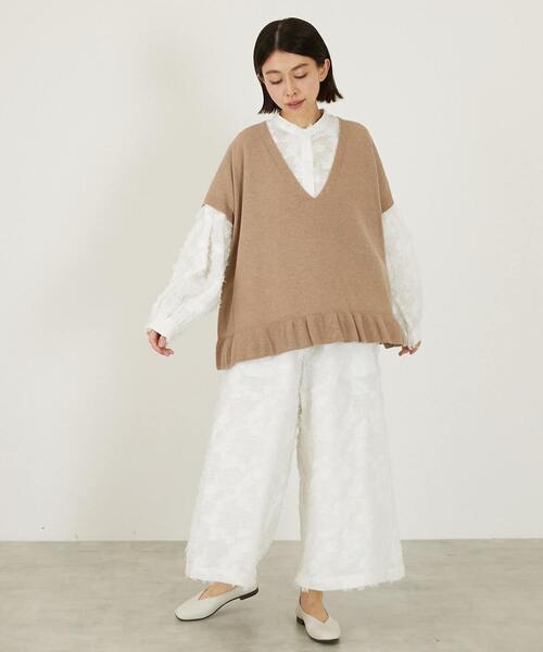 LOGEMENT DE CLAIRE(ロジュモンドクレール)の「【LOURMARIN】フリンジジャガードキュロットパンツ(その他パンツ・レディース・ブラック・2)」の8枚目の写真