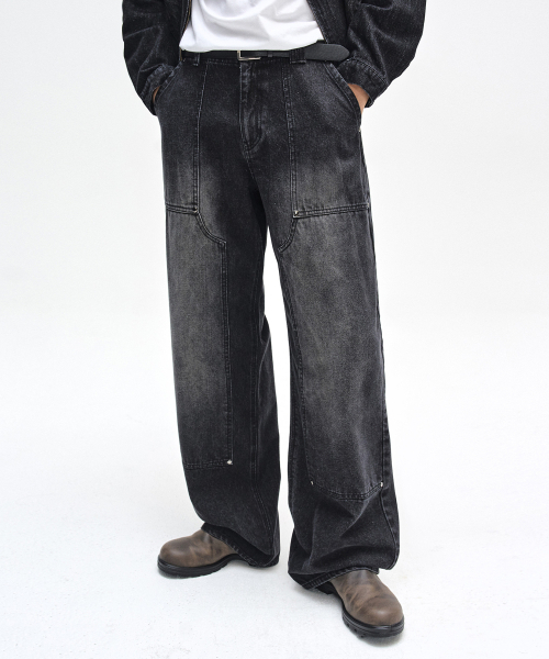 DECET(デケト)の「Double Knee Fatigue Wide Jeans DCPT052BlackA(デニムパンツ・レディース・その他・26/28/30/32/34)」の2枚目の写真