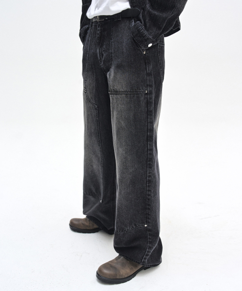 DECET(デケト)の「Double Knee Fatigue Wide Jeans DCPT052BlackA(デニムパンツ・レディース・その他・26/28/30/32/34)」の3枚目の写真