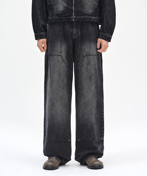 DECET(デケト)の「Double Knee Fatigue Wide Jeans DCPT052BlackA(デニムパンツ・レディース・その他・26/28/30/32/34)」の4枚目の写真