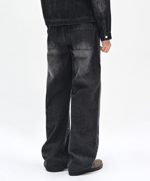 DECET(デケト)の「Double Knee Fatigue Wide Jeans DCPT052BlackA(デニムパンツ・レディース・その他・26/28/30/32/34)」の6枚目の写真
