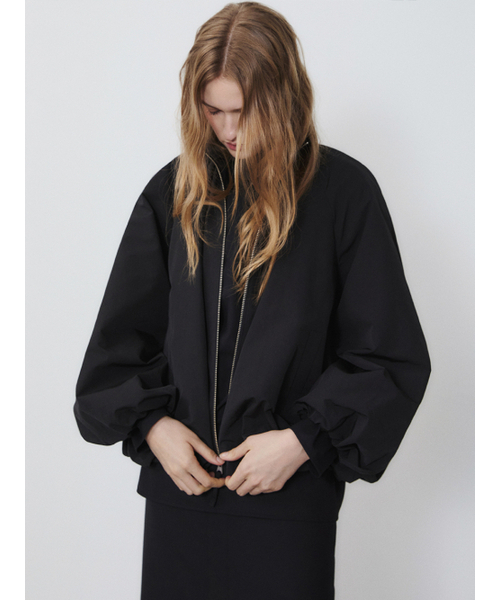ギャザー ボリュームジャケット ブラック