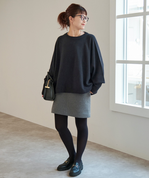Spick & Span(スピックアンドスパン)の「《WEB限定 / 追加》バルキーヤーンドルマンロングリブニット(ニット/セーター・レディース・ブラウン系その他/ブラック・FREE)」の3枚目の写真