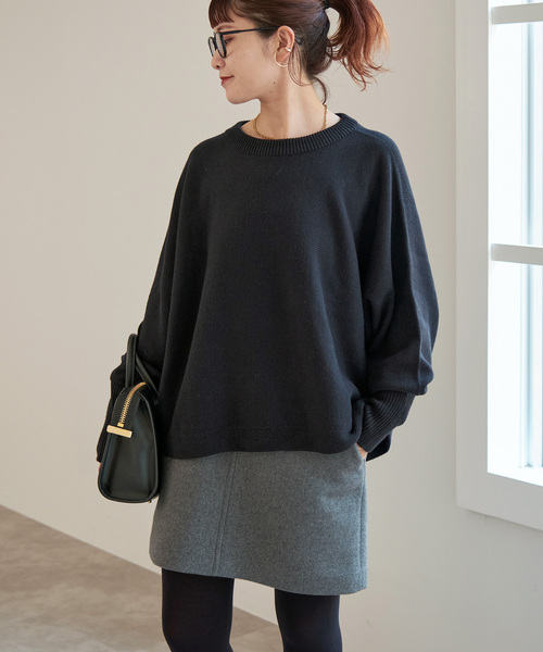 Spick & Span(スピックアンドスパン)の「《WEB限定 / 追加》バルキーヤーンドルマンロングリブニット(ニット/セーター・レディース・ブラウン系その他/ブラック・FREE)」の6枚目の写真
