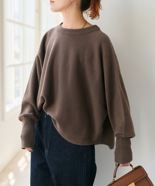 Spick & Span(スピックアンドスパン)の「《WEB限定 / 追加》バルキーヤーンドルマンロングリブニット(ニット/セーター・レディース・ブラウン系その他/ブラック・FREE)」の18枚目の写真