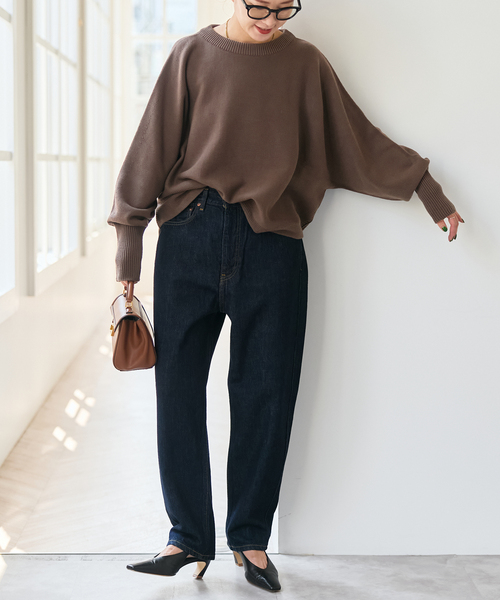 Spick & Span(スピックアンドスパン)の「《WEB限定 / 追加》バルキーヤーンドルマンロングリブニット(ニット/セーター・レディース・ブラウン系その他/ブラック・FREE)」の20枚目の写真