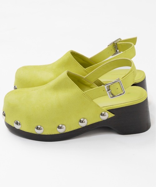 MAISON SPECIAL(メゾンスペシャル)の「Volume Studded Wood Clogs/ボリュームスタッズウッドサボ(その他シューズ・レディース・ライム/ピンク/ブラック・38/37/36)」の5枚目の写真