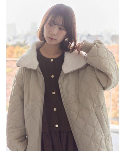 セール】衿ボアキルトジャケット（ノーカラージャケット）｜Samansa