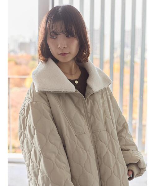 セール】衿ボアキルトジャケット（ノーカラージャケット）｜Samansa