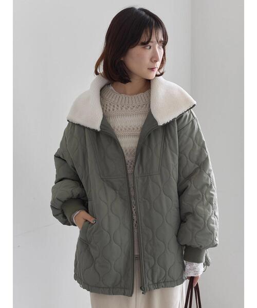 セール】衿ボアキルトジャケット（ノーカラージャケット）｜Samansa