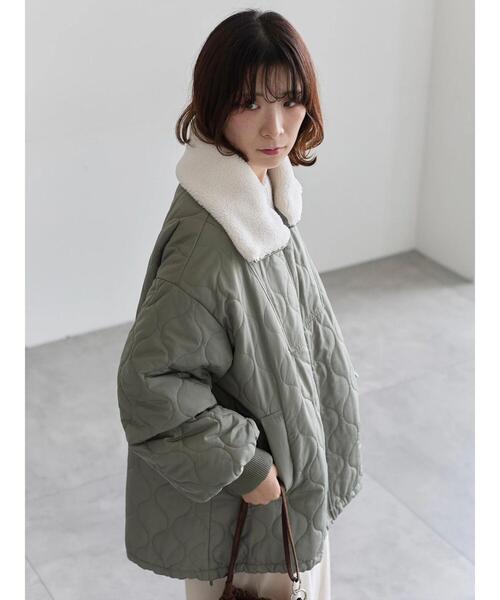 Samansa Mos2 blue（サマンサモスモスブルー）の「衿ボアキルトジャケット（ノーカラージャケット・レディース・ライトベージュ/カーキ/ブラック・F）」の16枚目の写真