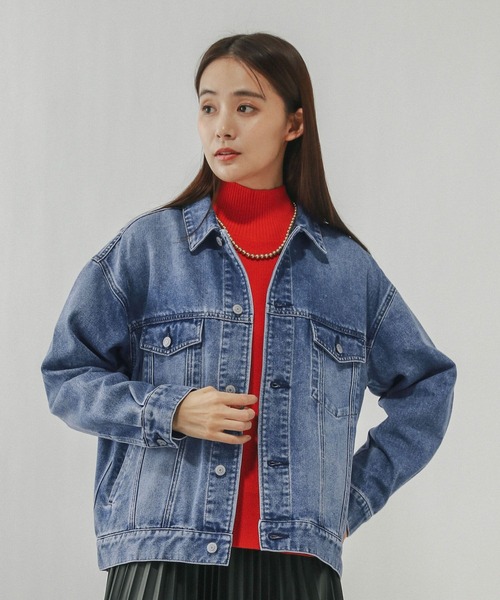 GLOBAL WORK(グローバルワーク)の「GOODデニムジャケット/601265(デニムジャケット・レディース・ライトブルー/ブルー/ネイビー・MEDIUM/LARGE)」の2枚目の写真