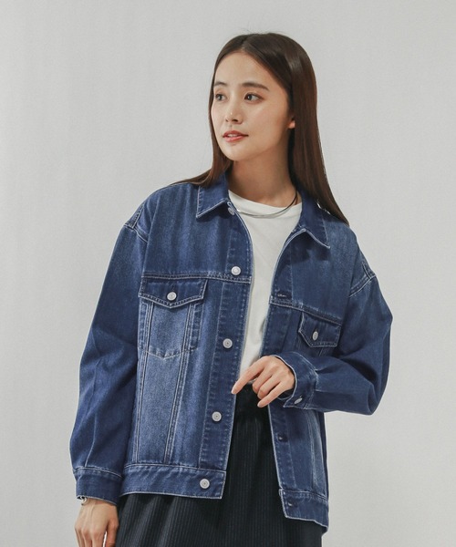 GLOBAL WORK(グローバルワーク)の「GOODデニムジャケット/601265(デニムジャケット・レディース・ライトブルー/ブルー/ネイビー・MEDIUM/LARGE)」の15枚目の写真
