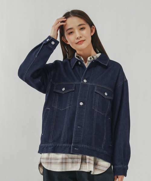 GLOBAL WORK(グローバルワーク)の「GOODデニムジャケット/601265(デニムジャケット・レディース・ライトブルー/ブルー/ネイビー・MEDIUM/LARGE)」の11枚目の写真