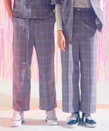 KATHARSIS（カタルシス）の「チェックワイドパンツ（パープル）_S M（スラックス）」