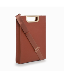 Metal Grip Slim Briefcase (Brown/Gold)