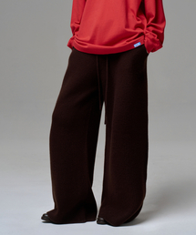 WOMEN CASHMERE BLEND RELAXED KNIT SWEATPANTS - DARK BROWN