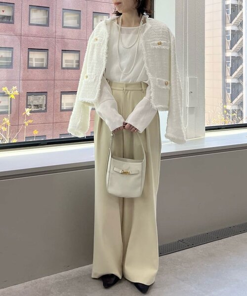 GALLARDAGALANTE（ガリャルダガランテ）の「【美シルエット】【手洗い可】タックワイドパンツ２（その他パンツ・レディース・オフホワイト/ブラック/グレー系その他・0/1）」の12枚目の写真