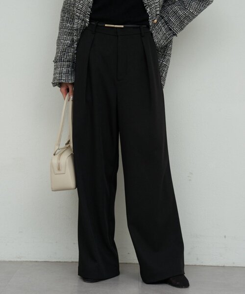 GALLARDAGALANTE（ガリャルダガランテ）の「【美シルエット】【手洗い可】タックワイドパンツ２（その他パンツ・レディース・オフホワイト/ブラック/グレー系その他・0/1）」の15枚目の写真