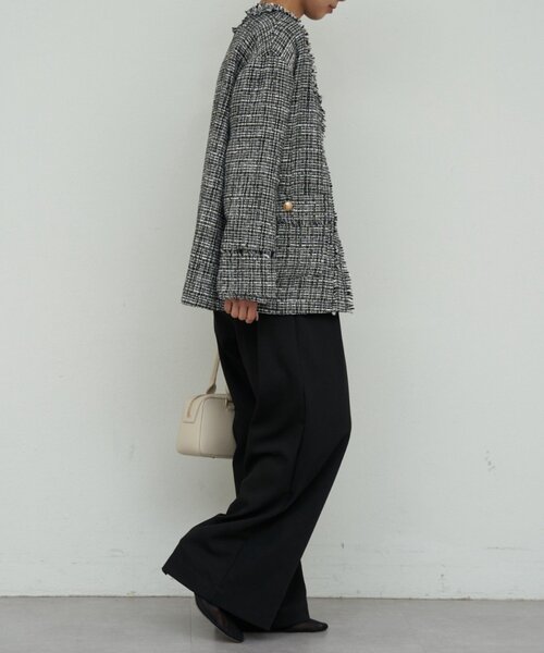 GALLARDAGALANTE（ガリャルダガランテ）の「【美シルエット】【手洗い可】タックワイドパンツ２（その他パンツ・レディース・オフホワイト/ブラック/グレー系その他・0/1）」の19枚目の写真