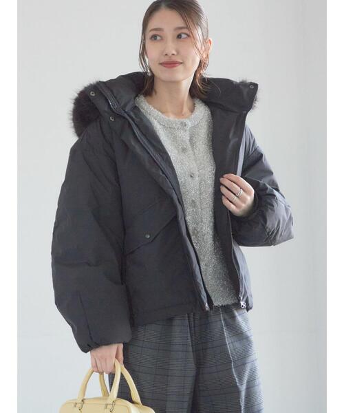 Te chichi（テチチ）の「【宮本茉由着用】フードショートダウンジャケット（ノーカラージャケット・レディース・シルバーグレー/カーキ/ブラック・F）」の9枚目の写真