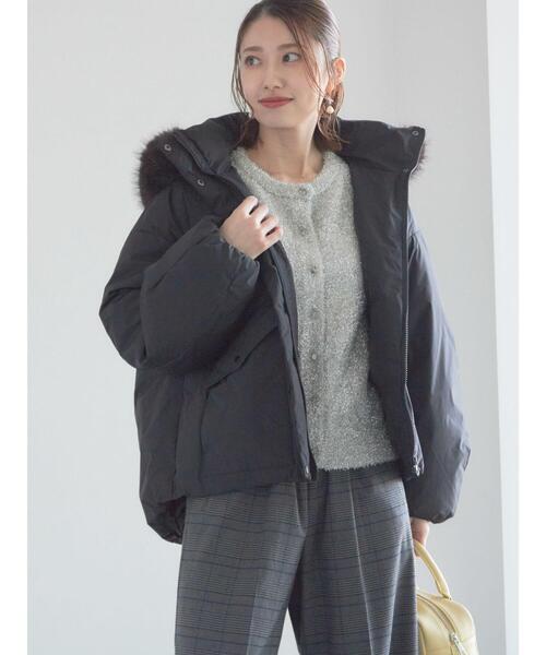 Te chichi（テチチ）の「【宮本茉由着用】フードショートダウンジャケット（ノーカラージャケット・レディース・シルバーグレー/カーキ/ブラック・F）」の10枚目の写真