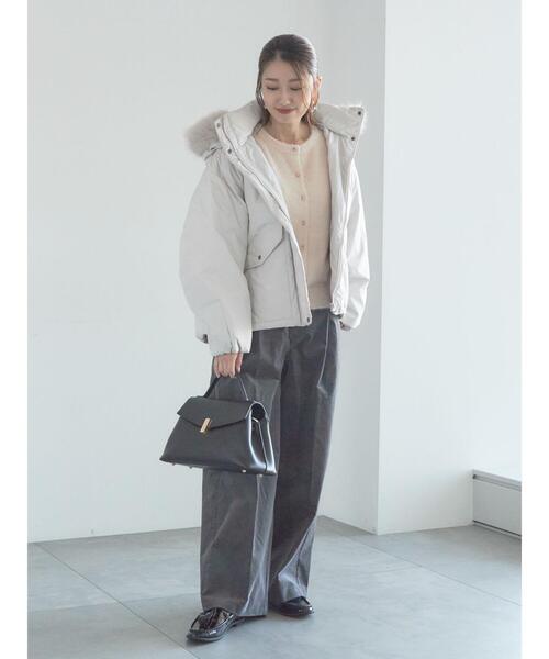 Te chichi（テチチ）の「【宮本茉由着用】フードショートダウンジャケット（ノーカラージャケット・レディース・シルバーグレー/カーキ/ブラック・F）」の12枚目の写真