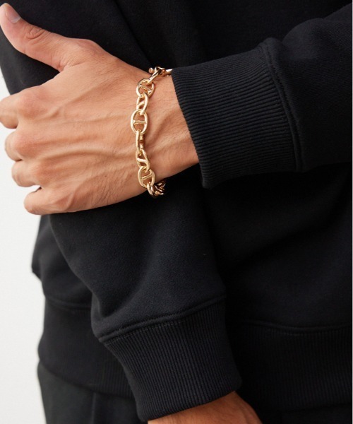 AZUL by moussy（アズールバイマウジー）の「ANCHOR CHAIN BRACELET（ブレスレット・メンズ・ゴールド/アンティークシルバー/ブラック/シルバー・FREE）」の4枚目の写真