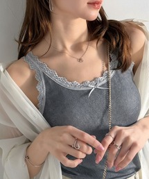 【mily bilet】これ1枚で、インナー悩みから解放!ガーリー派さん必見の バイカラーテレコ レースタンクトップ(カップ付)