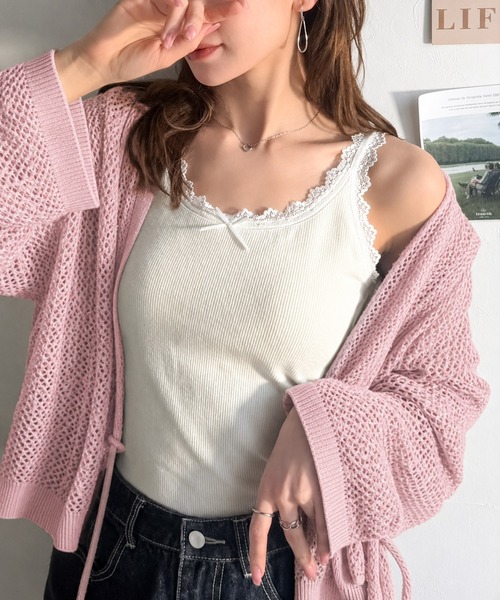 mily bilet(ミウィビレット)の「【mily bilet】これ1枚で、インナー悩みから解放!ガーリー派さん必見の バイカラーテレコ レースタンクトップ(カップ付)(タンクトップ・レディース・ベージュ/ブラック/アイボリー/チャコールグレー・LARGE/MEDIUM/SMALL/X-LARGE)」の9枚目の写真