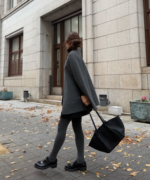 ran - ノーカラーケープコート made in INTER FACTORY（ポンチョ