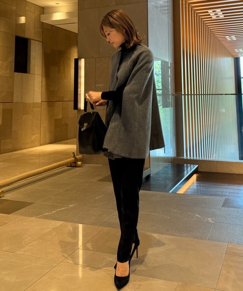 ran - ノーカラーケープコート made in INTER FACTORY（ポンチョ