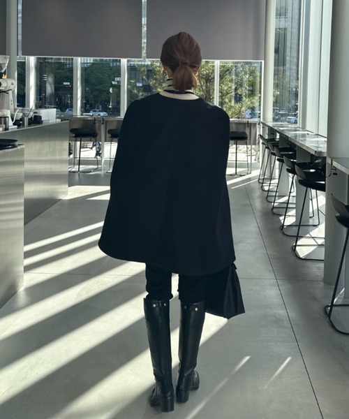 ran - ノーカラーケープコート made in INTER FACTORY（ポンチョ