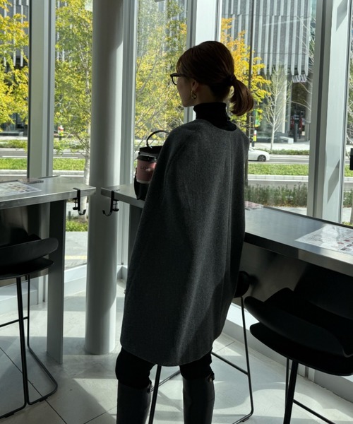 ran - ノーカラーケープコート made in INTER FACTORY（ポンチョ