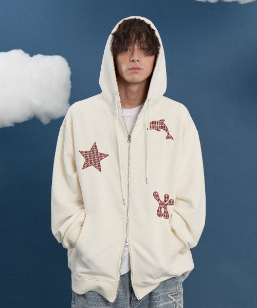 WaiKei（ワイケイ）の「スタードルフィンアプリケフードジップアップストライプブラック（パーカー・レディース・その他・1/2）」の7枚目の写真