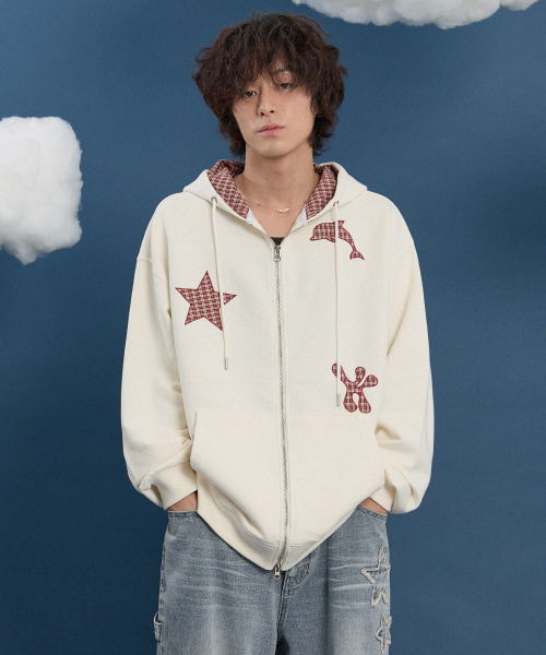 WaiKei（ワイケイ）の「スタードルフィンアプリケフードジップアップストライプブラック（パーカー・レディース・その他・1/2）」の8枚目の写真