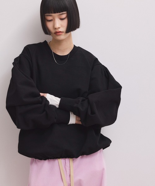 ADAM ET ROPE'（アダムエロペ）の「【WEB限定】ボリュームスリーブスウェット（スウェット・レディース・オフホワイト/ホワイト系その他5/ブラック/ピンク・FREE）」の15枚目の写真