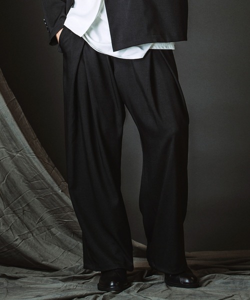 NO ID.】2-Way Cross Tuck Easy Wide Trousers / 2ウェイ クロス