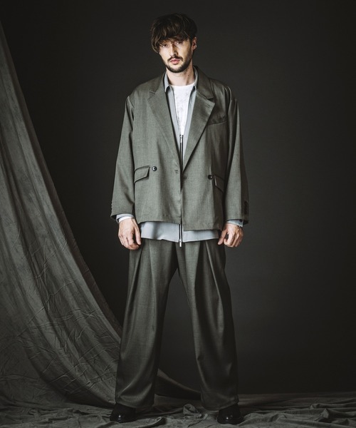 NO ID.(ノーアイディ)の「【NO ID.】2-Way Cross Tuck Easy Wide Trousers / 2ウェイ クロス タック イージー ワイド トラウザーズ(スラックス・メンズ・グレー/ブラック・2/1)」の7枚目の写真