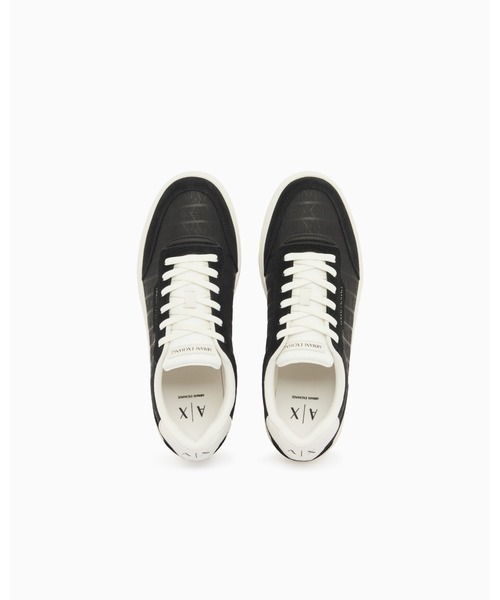 ARMANI EXCHANGE(アルマーニエクスチェンジ)の「【A|X アルマーニ エクスチェンジ】オールオーバーロゴ レースアップスニーカー(スニーカー・メンズ・ブラック/ホワイト・6.5/6/9/8/7.5/7/8.5/9.5)」の4枚目の写真