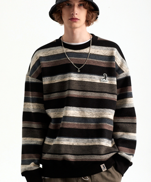 COQUET（コケット）の「[オーバーサイズ] レッサーパンダシルエットロゴニットスウェットシャツチャコール[WOMAN]（ニット/セーター・レディース・チャコール・M/L）」の4枚目の写真