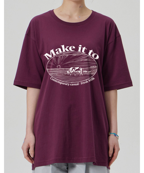 MAKEITTO（メイキット）の「[FRESH MILK] CREW NECK TEE_WINE（Tシャツ/カットソー・メンズ・その他・MEDIUM/LARGE/X-LARGE/XX-LARGE）」の3枚目の写真