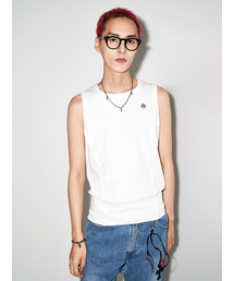 DECEMBER TEN（ディセンバーテン）の「スクエアネックリップタンクトップホワイト（Tシャツ/カットソー）」